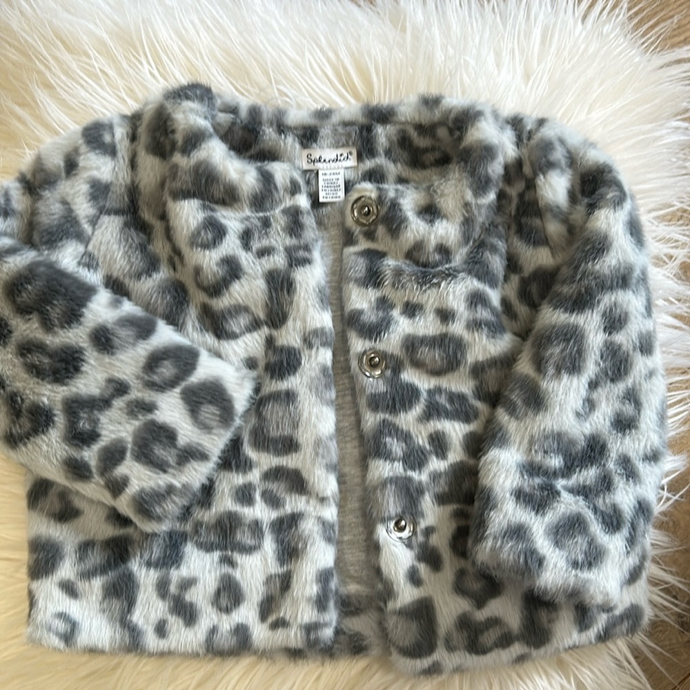 Cute jacket leopard color grey very good condition 18-24 months
